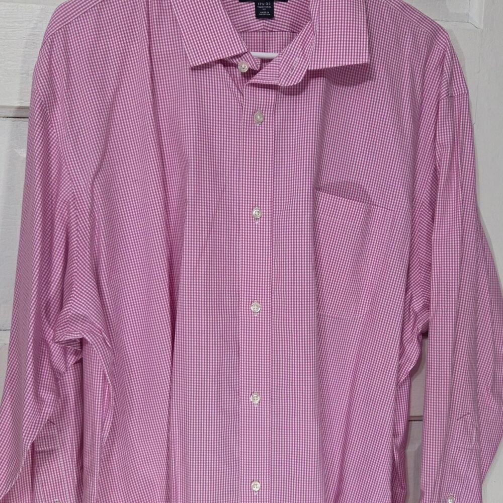LANDS END Traditional fit long sleeve button-front shirt, mens sz. XXL 17 1/2-33